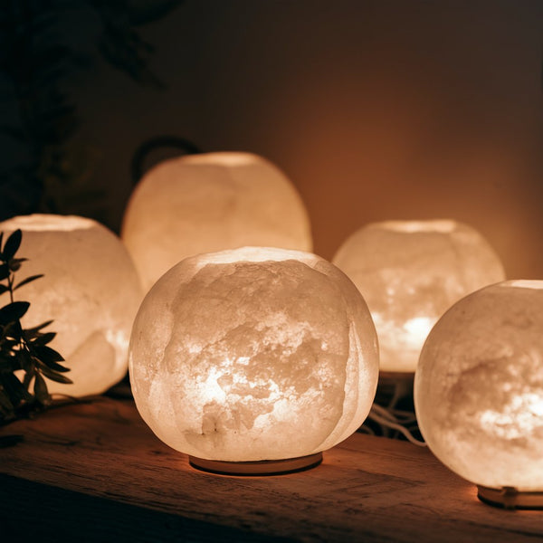 White Sphere Crystal Salt lamps